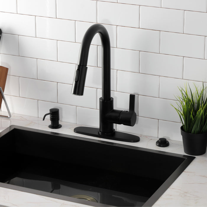 Continental LS8780CTL Single-Handle Pull-Down Kitchen Faucet, Matte Black