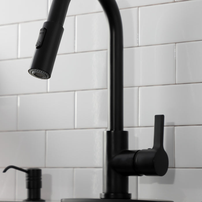 Continental LS8780CTL Single-Handle Pull-Down Kitchen Faucet, Matte Black