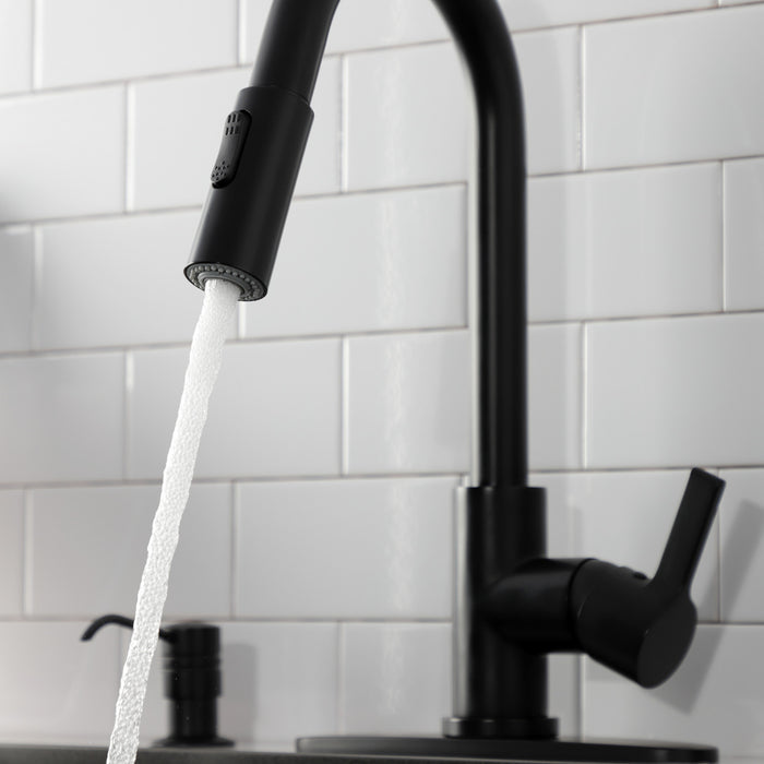 Continental LS8780CTL Single-Handle Pull-Down Kitchen Faucet, Matte Black