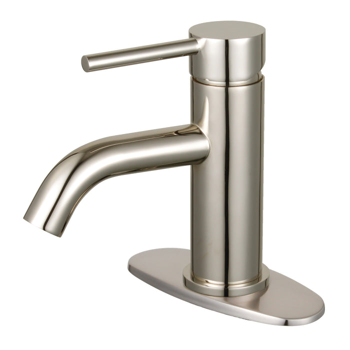 Concord LSF8228DL One-Handle 1-Hole Bathroom Faucet with Deck Plate and Push Pop-Up Drain, Brushed Nickel