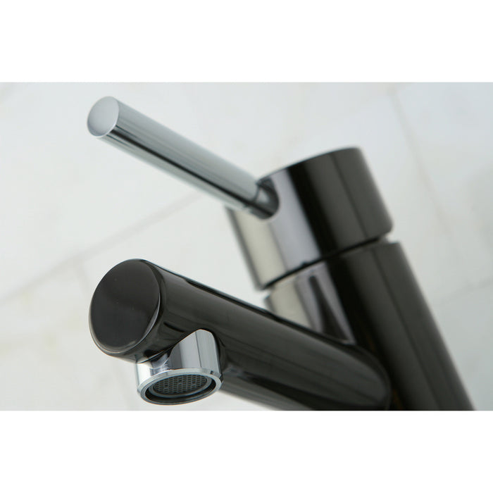 Water Onyx NS8427DL Single-Handle 1-or-3 Hole Deck Mount 4-Inch Centerset Bathroom Faucet with Brass Pop-Up, Black Stainless Steel/Polished Chrome