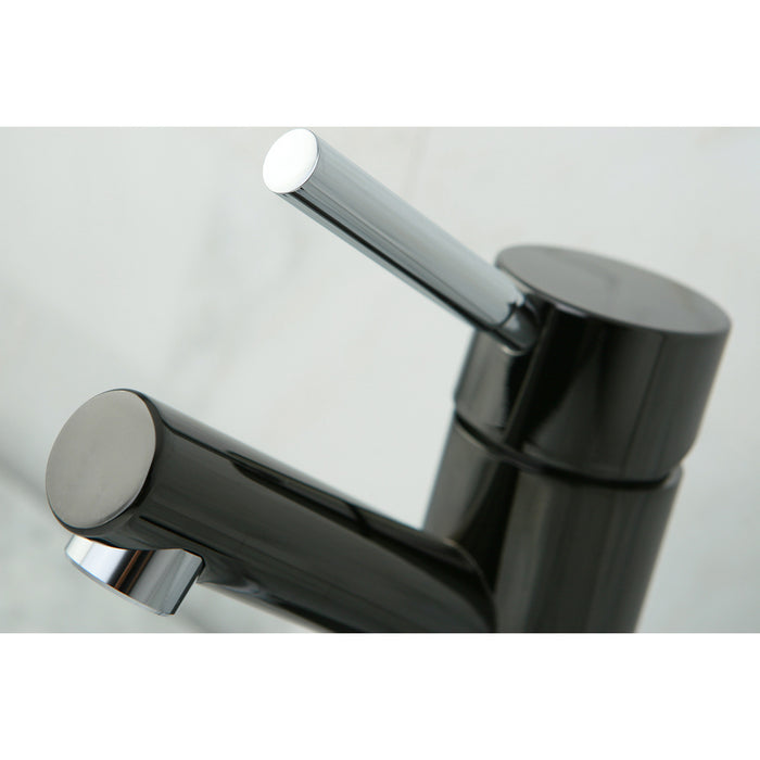 Water Onyx NS8427DL Single-Handle 1-or-3 Hole Deck Mount 4-Inch Centerset Bathroom Faucet with Brass Pop-Up, Black Stainless Steel/Polished Chrome