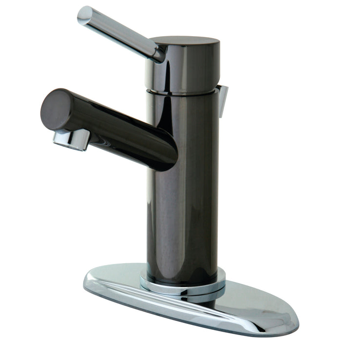 Water Onyx NS8427DL Single-Handle 1-or-3 Hole Deck Mount 4-Inch Centerset Bathroom Faucet with Brass Pop-Up, Black Stainless Steel/Polished Chrome