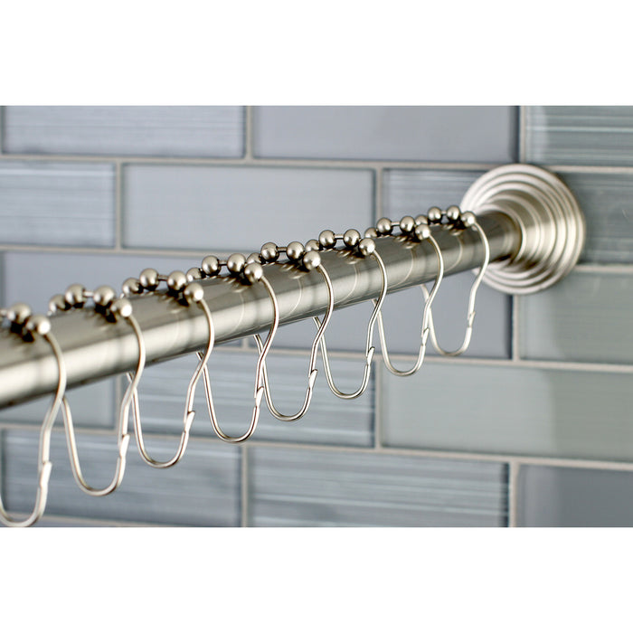 Edenscape SCC2718 60-Inch to 72-Inch Adjustable Shower Curtain Rod with Rings, Brushed Nickel