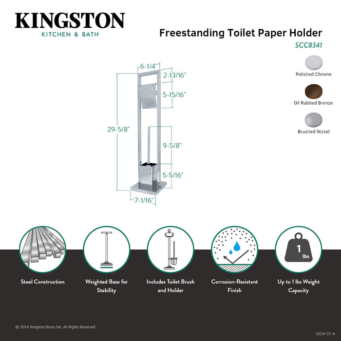 Edenscape SCC8341 Freestanding Toilet Paper Holder with Brush and Holder, Polished Chrome