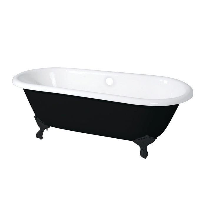 Aqua Eden VBTND663013NB0 66-Inch Cast Iron Oval Double Ended Clawfoot Tub (No Faucet Drillings), White/Matte Black