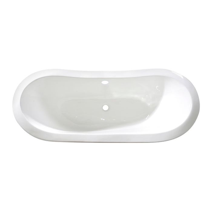 Aqua Eden VBTND7231NC8 72-Inch Cast Iron Oval Double Slipper Clawfoot Tub (No Faucet Drillings), Black/White/Brushed Nickel