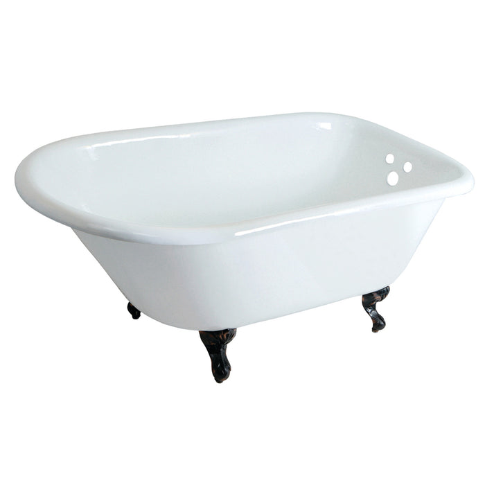 Aqua Eden VCT3D483018NT5 48-Inch Cast Iron D-Shaped Roll Top Clawfoot Tub (3-3/8-Inch Wall Drillings), White/Oil Rubbed Bronze