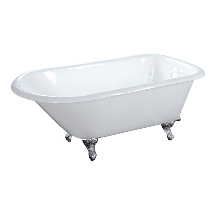 Aqua Eden VCT3D543019NT1 54-Inch Cast Iron Oval Rectangular Roll Top Clawfoot Tub (3-3/8-Inch Wall Drillings), White/Polished Chrome