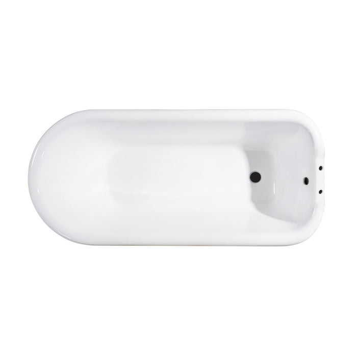 Aqua Eden VCT7D483117W1 48-Inch Cast Iron D-Shaped Roll Top Clawfoot Tub (7-Inch Faucet Drillings), White/Polished Chrome