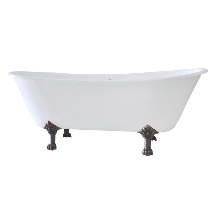 Aqua Eden VCT7D6728NH5 67-Inch Cast Iron Oval Double Slipper Clawfoot Tub (7-Inch Faucet Drillings), White/Oil Rubbed Bronze