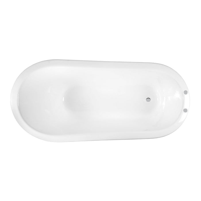 Aqua Eden VCT7D673122ZB1 67-Inch Cast Iron Oval Single Slipper Clawfoot Tub (7-Inch Faucet Drillings), White/Polished Chrome