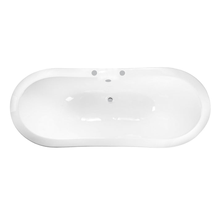 Aqua Eden VCT7DS6130NC1 61-Inch Cast Iron Oval Double Slipper Clawfoot Tub (7-Inch Faucet Drillings), White/Polished Chrome