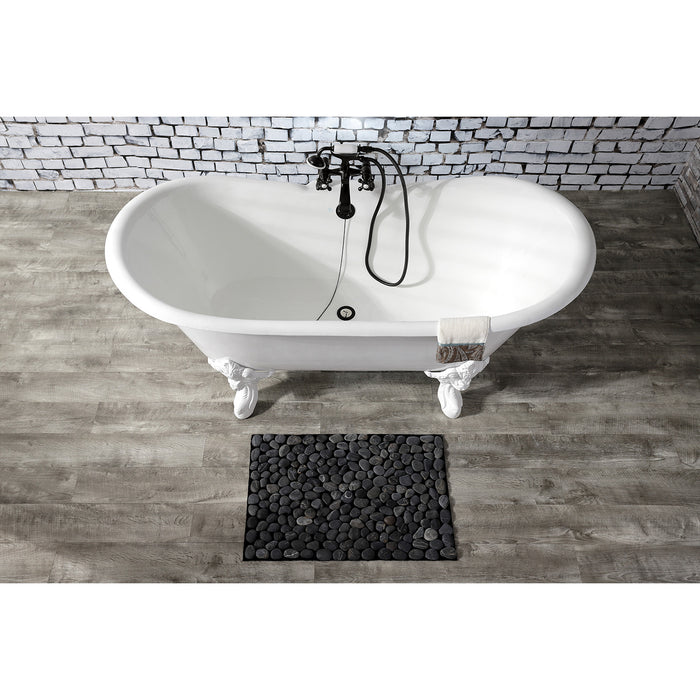 Aqua Eden VCT7DS6731NLW 67-Inch Cast Iron Oval Double Slipper Clawfoot Tub (7-Inch Faucet Drillings), White