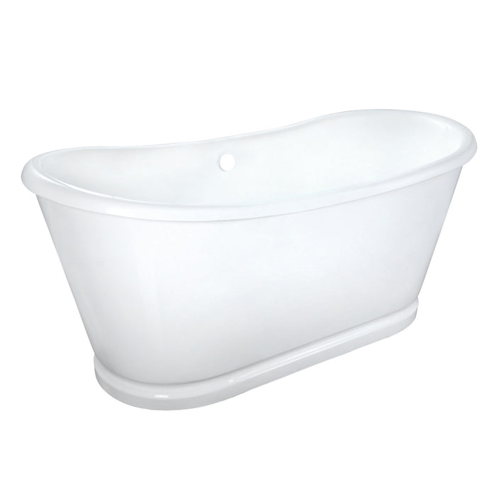 Aqua Eden VCTDS662829 66-Inch Cast Iron Oval Double Slipper Pedestal Tub (No Faucet Drillings), White