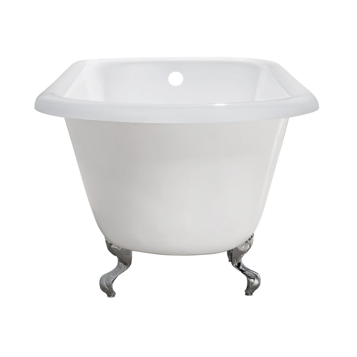 Aqua Eden VCTND483117W1 48-Inch Cast Iron D-Shaped Roll Top Clawfoot Tub (No Faucet Drillings), White/Polished Chrome