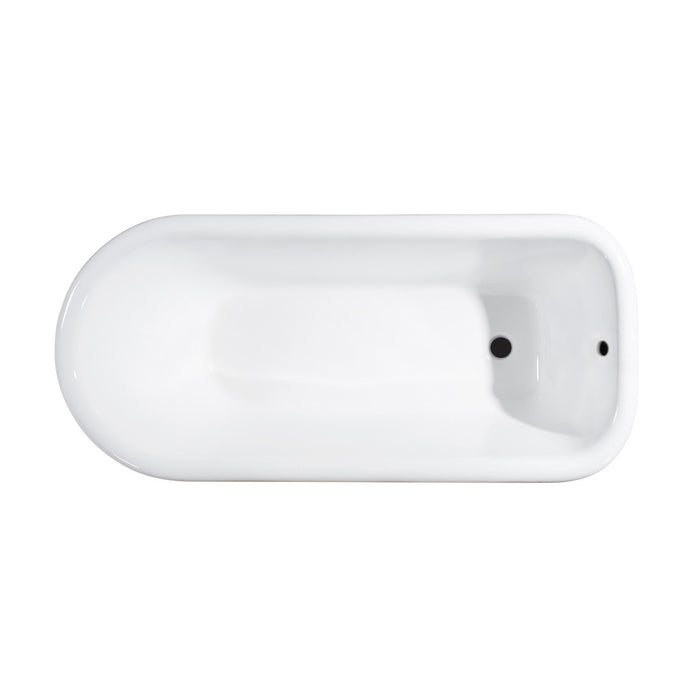 Aqua Eden VCTND483117W1 48-Inch Cast Iron D-Shaped Roll Top Clawfoot Tub (No Faucet Drillings), White/Polished Chrome