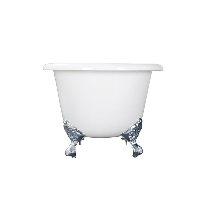 Aqua Eden VCTND603017NB1 60-Inch Cast Iron Oval Double Ended Clawfoot Tub (No Faucet Drillings), White/Polished Chrome