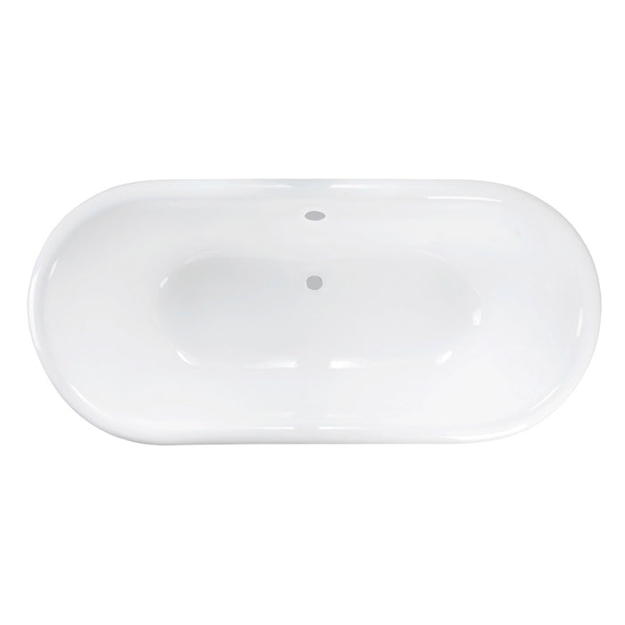 Aqua Eden VCTND603017NB1 60-Inch Cast Iron Oval Double Ended Clawfoot Tub (No Faucet Drillings), White/Polished Chrome