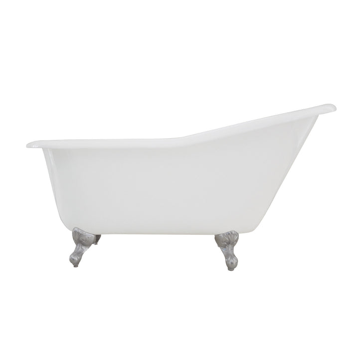 Aqua Eden VCTND6030NT1 60-Inch Cast Iron Oval Single Slipper Clawfoot Tub (No Faucet Drillings), White/Polished Chrome