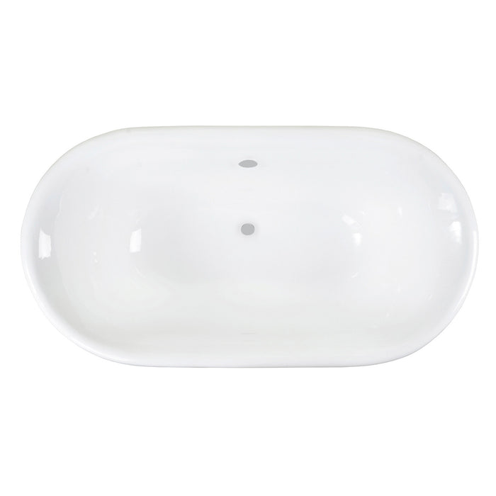 Aqua Eden VCTND603119NC1 60-Inch Cast Iron Oval Double Ended Clawfoot Tub (No Faucet Drillings), White/Polished Chrome