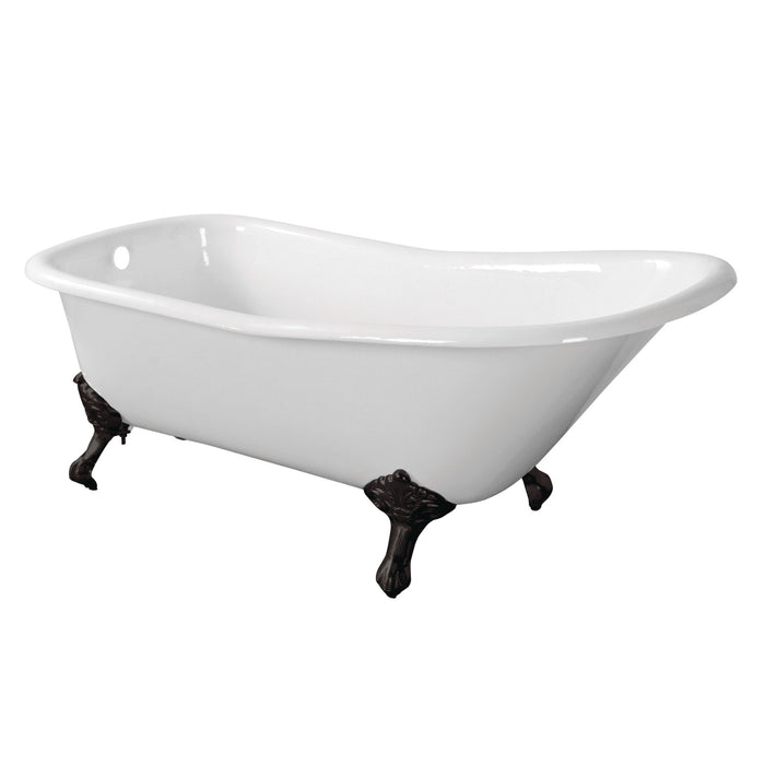 Aqua Eden VCTND6630NF0 67-Inch Cast Iron D-Shaped Single Slipper Clawfoot Tub (No Faucet Drillings), White/Matte Black