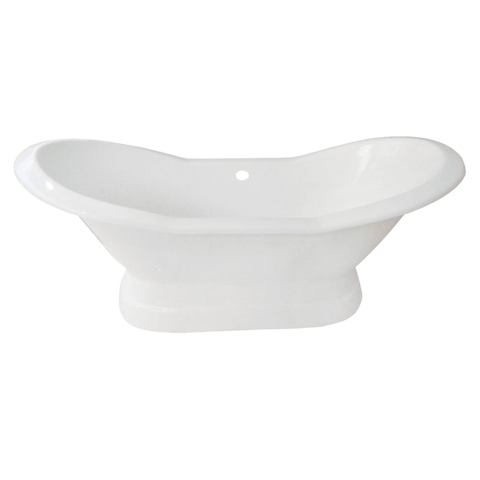 Aqua Eden VCTND723130 72-Inch Cast Iron Oval Double Slipper Pedestal Tub (No Faucet Drillings), White