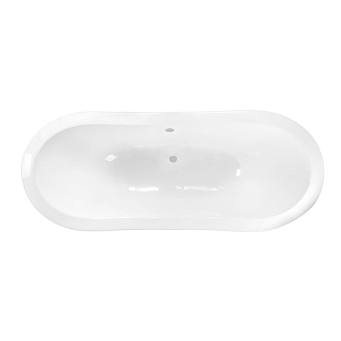 Aqua Eden VCTNDS6130NC1 61-Inch Cast Iron Oval Double Slipper Clawfoot Tub (No Faucet Drillings), White/Polished Chrome