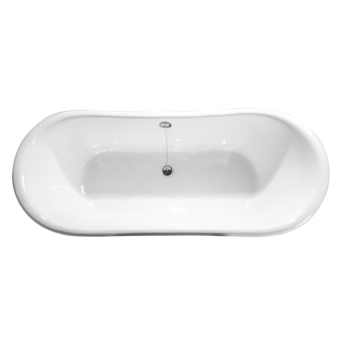 Aqua Eden VCTNDS6731NL1 67-Inch Cast Iron Oval Double Slipper Clawfoot Tub (No Faucet Drillings), White/Polished Chrome