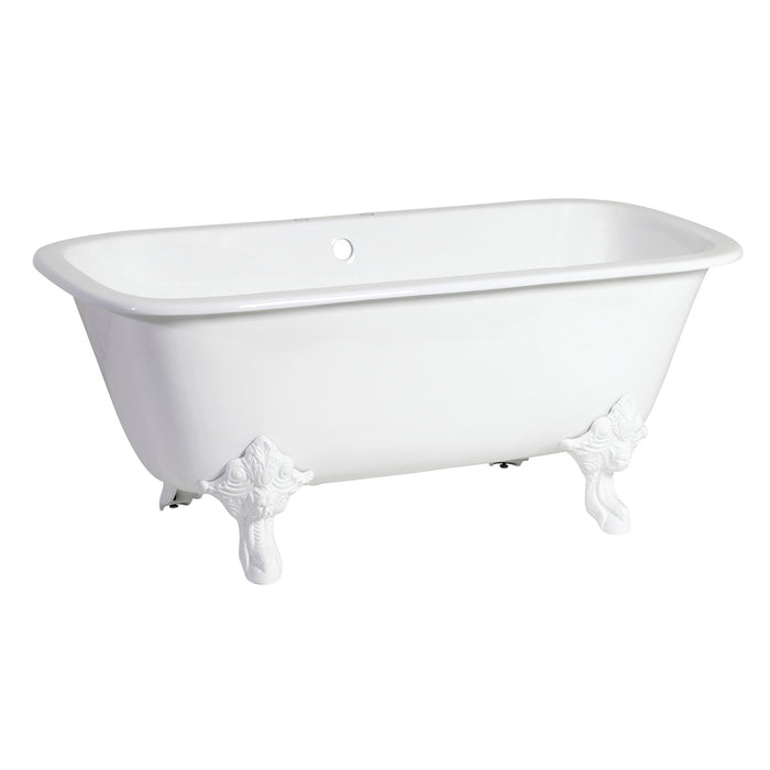 Aqua Eden VCTQ7D6732NLW 67-Inch Cast Iron Rectangular Double Ended Clawfoot Tub (7-Inch Faucet Drillings), White