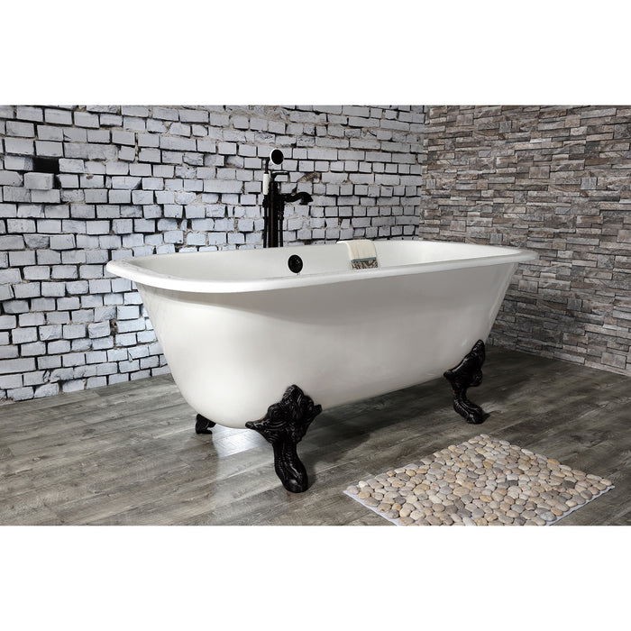 Aqua Eden VCTQND6732NL0 67-Inch Cast Iron Rectangular Double Ended Clawfoot Tub (No Faucet Drillings), White/Matte Black