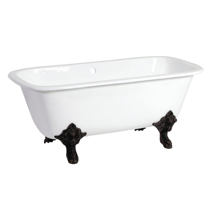 Aqua Eden VCTQND6732NL0 67-Inch Cast Iron Rectangular Double Ended Clawfoot Tub (No Faucet Drillings), White/Matte Black