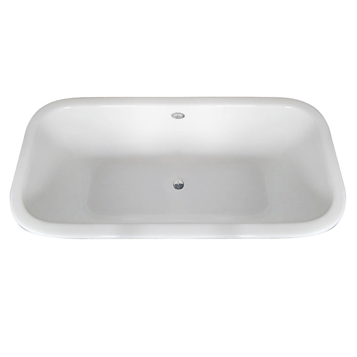 Aqua Eden VCTQND6732NLW 67-Inch Cast Iron Rectangular Double Ended Clawfoot Tub (No Faucet Drillings), White/White