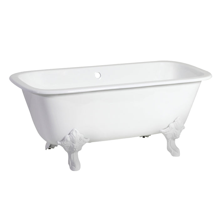 Aqua Eden VCTQND6732NLW 67-Inch Cast Iron Rectangular Double Ended Clawfoot Tub (No Faucet Drillings), White/White