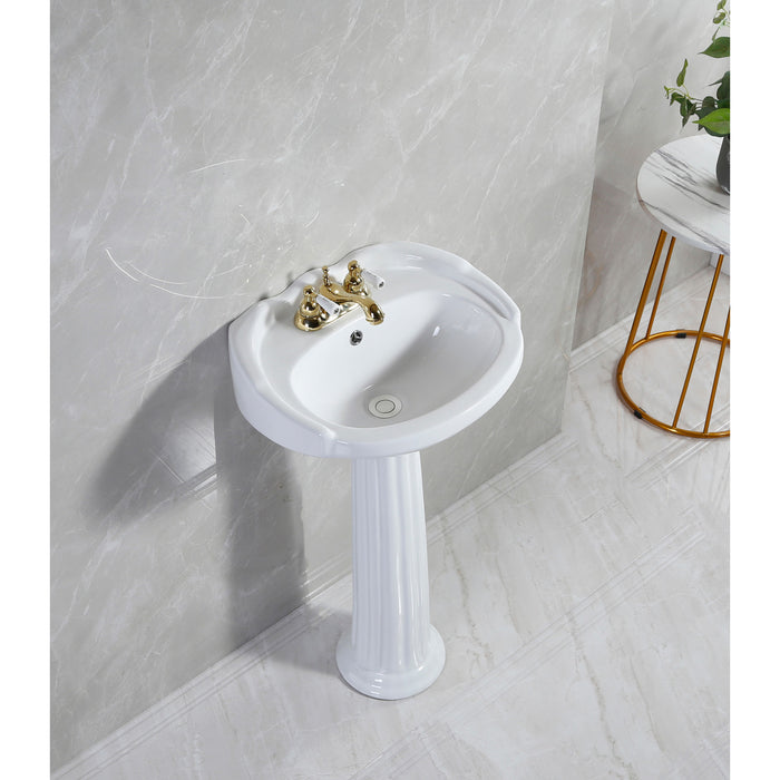 Stuart VPB2034 20-Inch Ceramic Pedestal Sink (4-Inch, 3 Hole), Glossy White