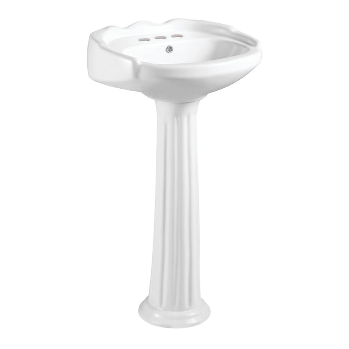 Stuart VPB2034 20-Inch Ceramic Pedestal Sink (4-Inch, 3 Hole), Glossy White