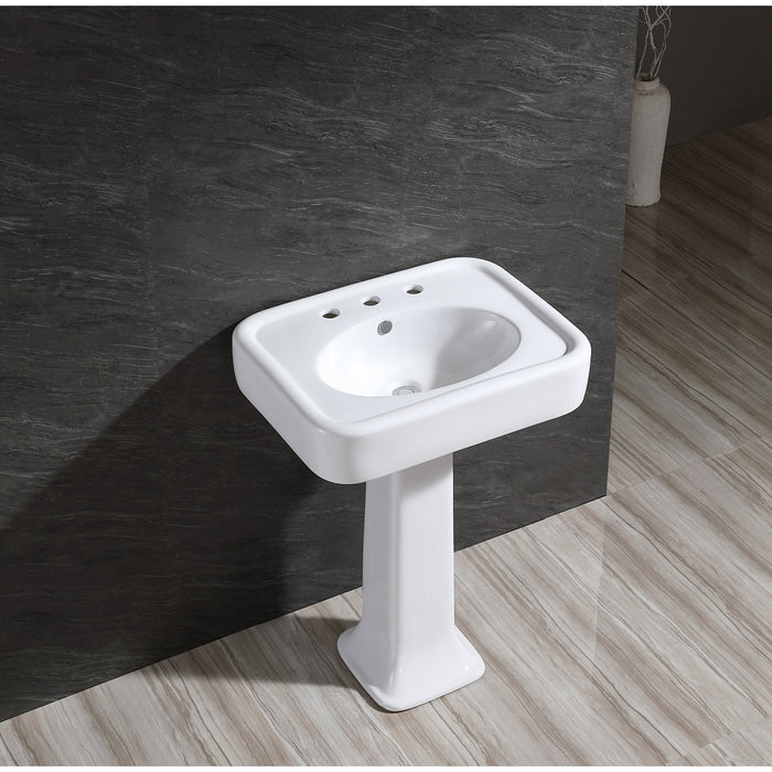 Robert VPB2268 Pedestal Sink, White