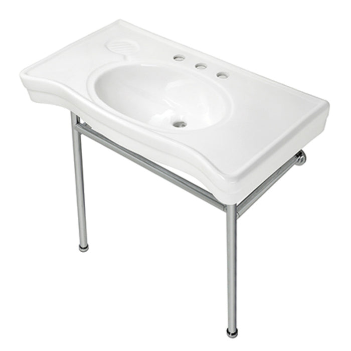 Bristol VPB28140W81 36-Inch Console Sink with Stainless Steel Legs (8-Inch, 3 Hole), White/Polished Chrome