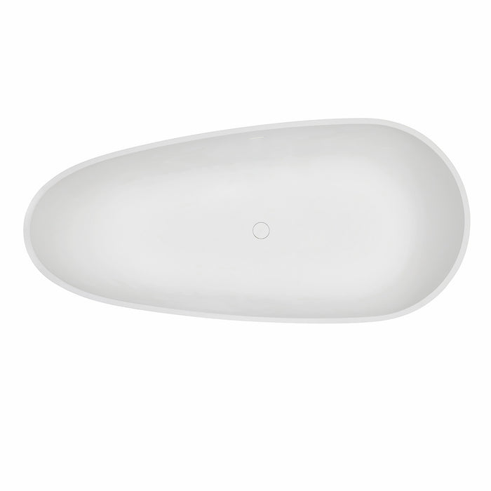 Arcticstone VRTOV713422 72-Inch Solid Surface Egg Shaped Double Ended Freestanding Tub with Drain, Glossy White/Matte White