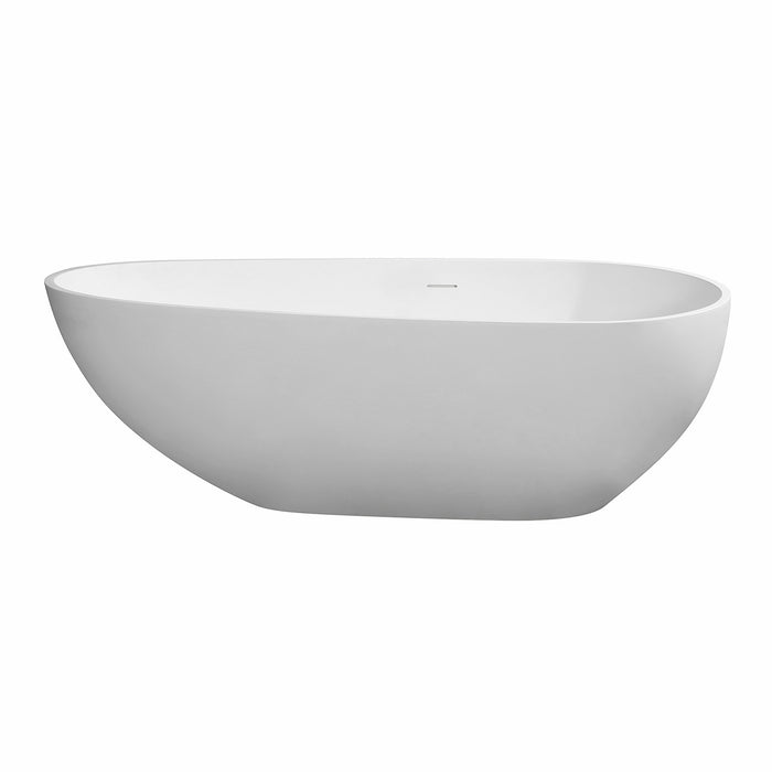 Arcticstone VRTOV713422 72-Inch Solid Surface Egg Shaped Double Ended Freestanding Tub with Drain, Glossy White/Matte White