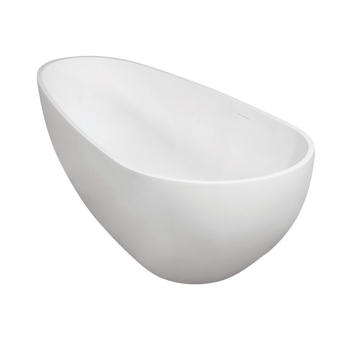 Arcticstone VRTOV713422 72-Inch Solid Surface Egg Shaped Double Ended Freestanding Tub with Drain, Glossy White/Matte White