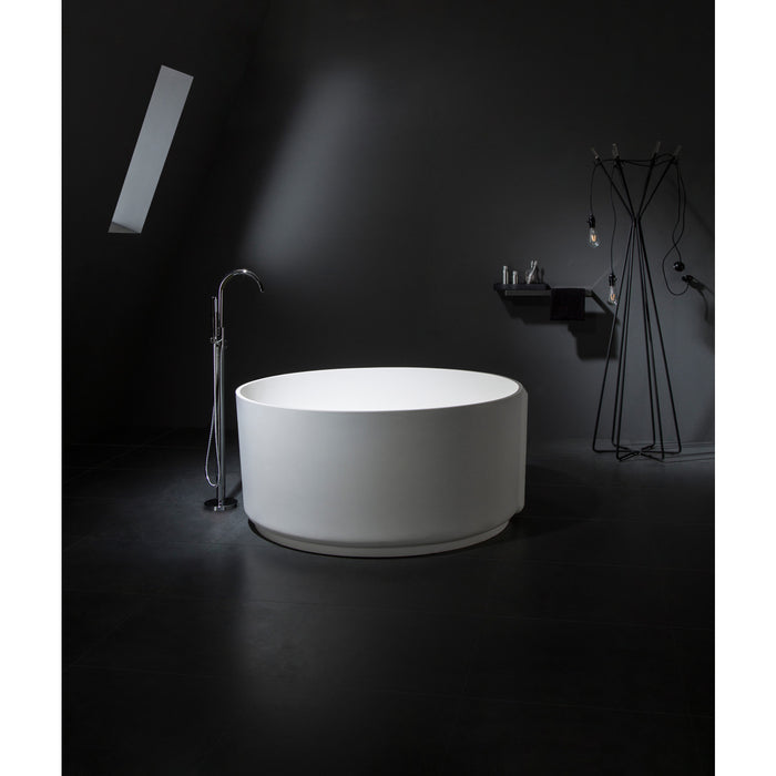 Arcticstone VRTRO515224 52-Inch Round Solid Surface Freestanding Tub with Drain, Matte White