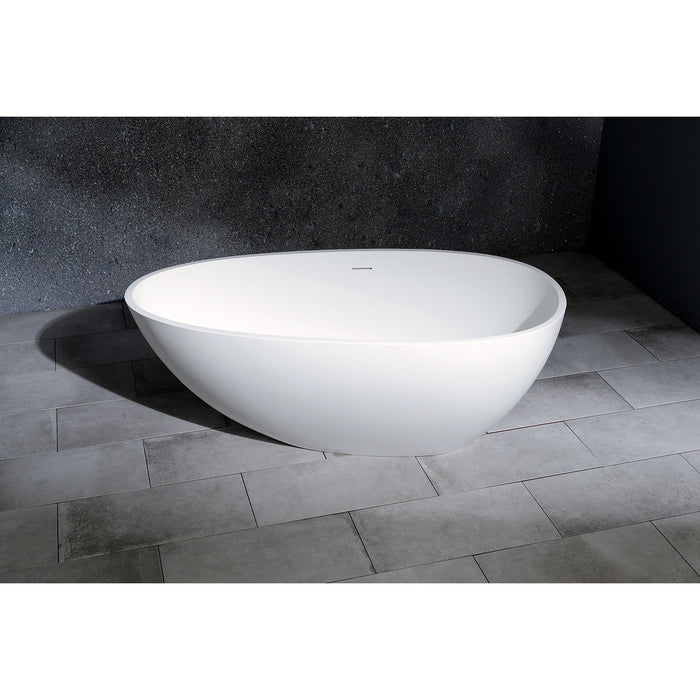 Arcticstone VRTRS593021 59-Inch Solid Surface Egg Shaped Double Ended Freestanding Tub with Drain, Matte White