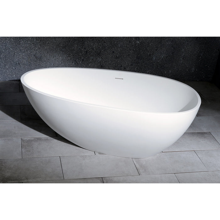 Arcticstone VRTRS593021 59-Inch Solid Surface Egg Shaped Double Ended Freestanding Tub with Drain, Matte White