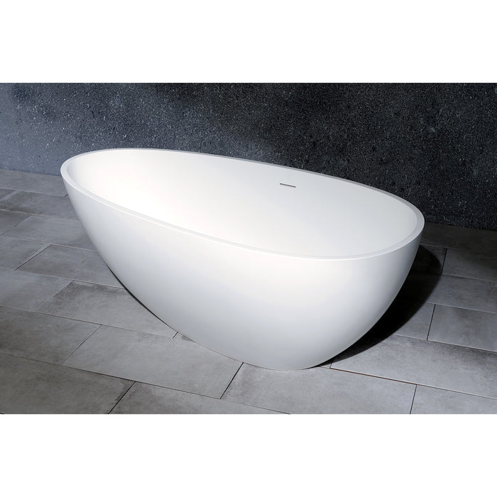 Arcticstone VRTRS593021 59-Inch Solid Surface Egg Shaped Double Ended Freestanding Tub with Drain, Matte White