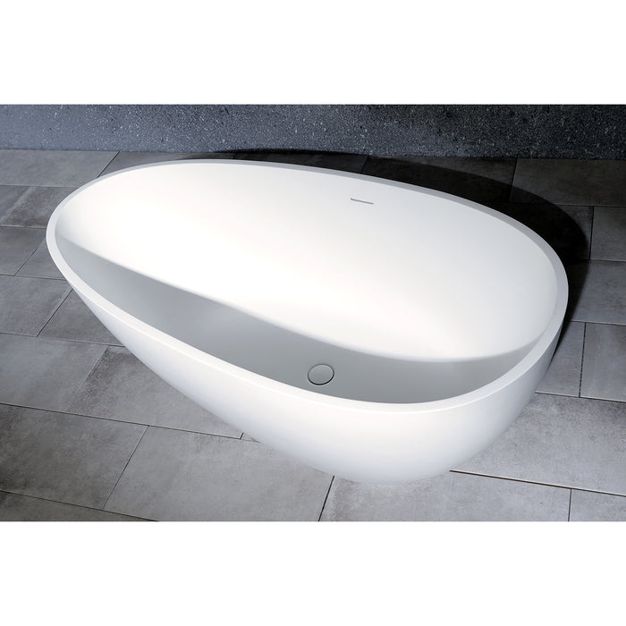 Arcticstone VRTRS593021 59-Inch Solid Surface Egg Shaped Double Ended Freestanding Tub with Drain, Matte White