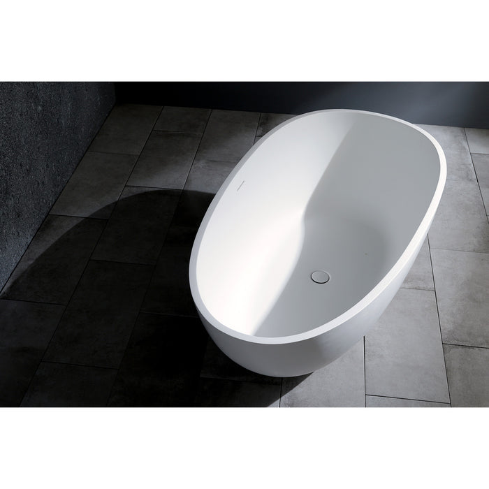 Arcticstone VRTRS593021 59-Inch Solid Surface Egg Shaped Double Ended Freestanding Tub with Drain, Matte White