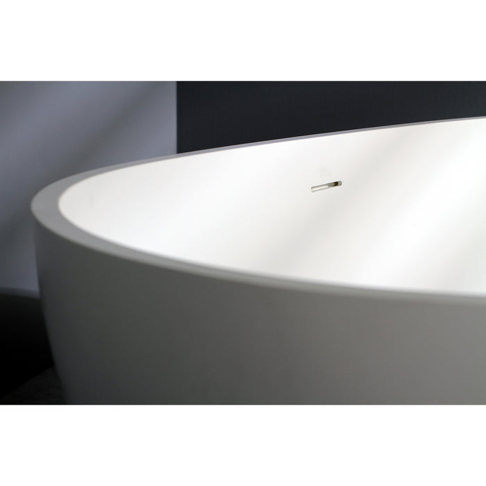 Arcticstone VRTRS593021 59-Inch Solid Surface Egg Shaped Double Ended Freestanding Tub with Drain, Matte White