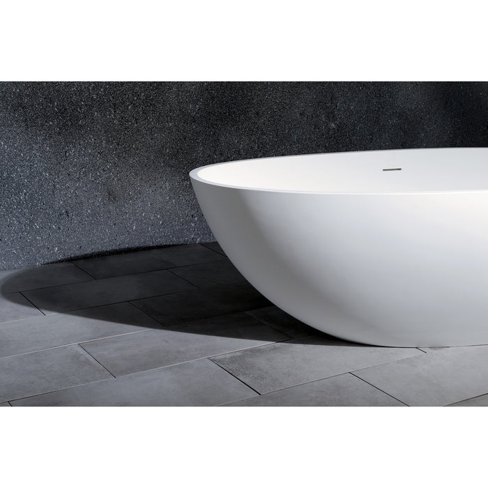 Arcticstone VRTRS593021 59-Inch Solid Surface Egg Shaped Double Ended Freestanding Tub with Drain, Matte White