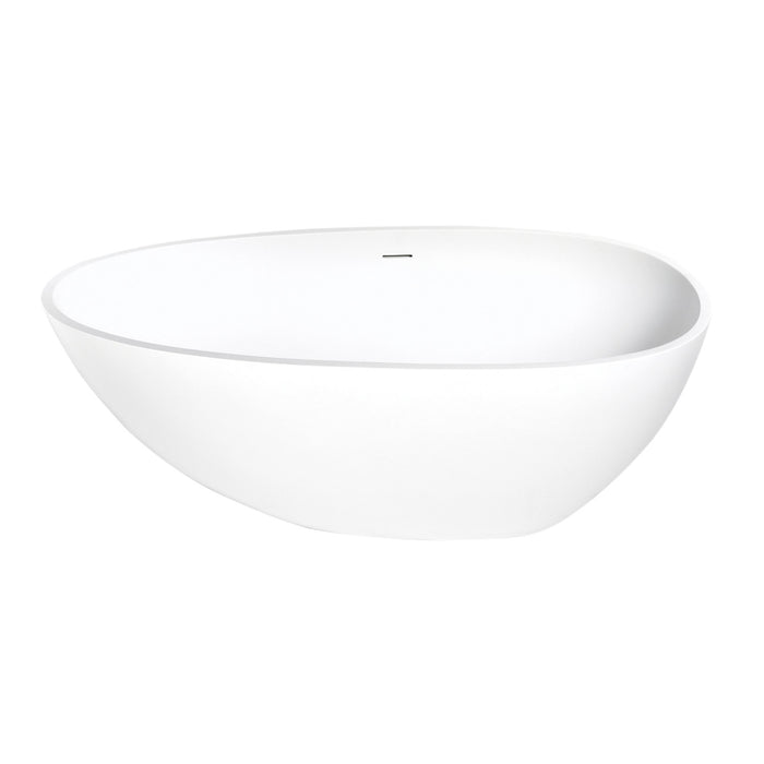 Arcticstone VRTRS593021 59-Inch Solid Surface Egg Shaped Double Ended Freestanding Tub with Drain, Matte White